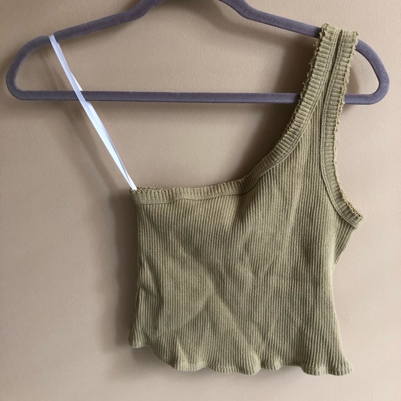 Urban Outfitters Cropped Off The Shoulder khaki Tank Size Large - Picture 4 of 4